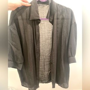 Sheer black button down T shirt